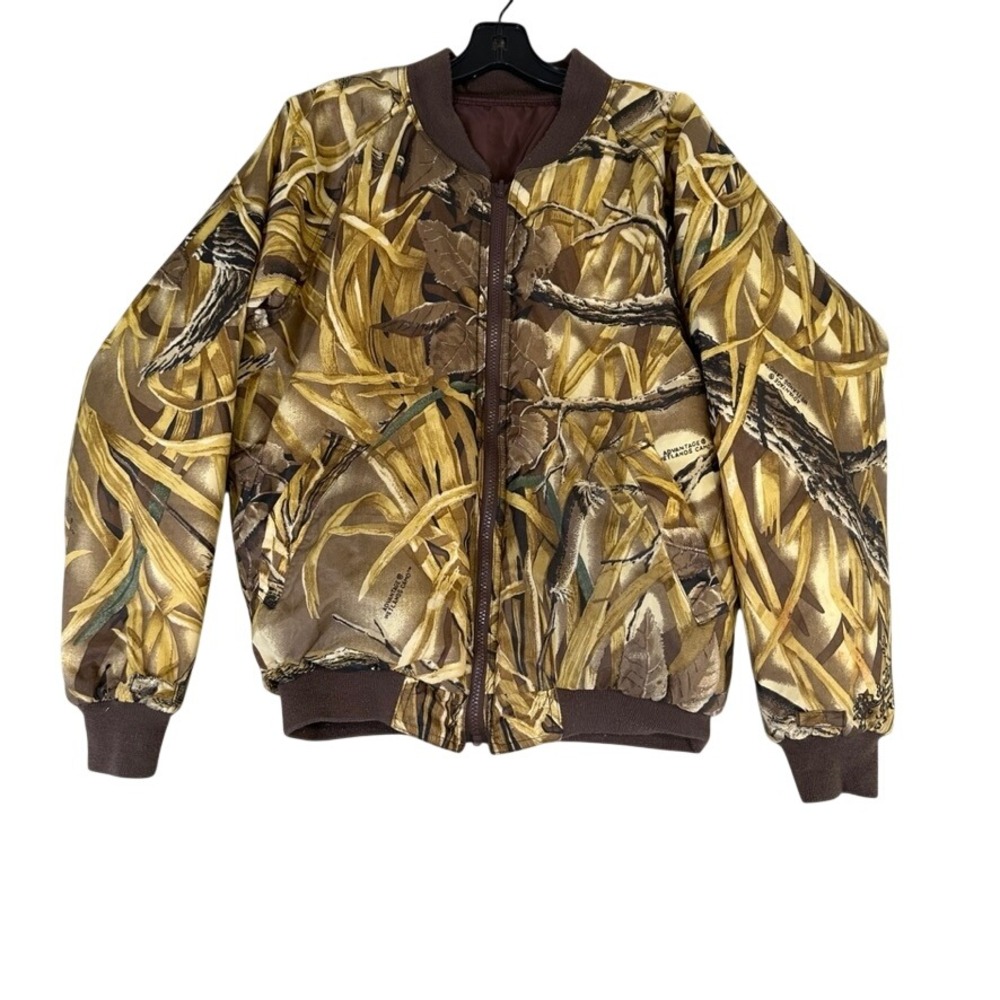 Cabelas Advantage Wetlands Camo Bomber Jacket Mens Small Insulated Hunting Zip